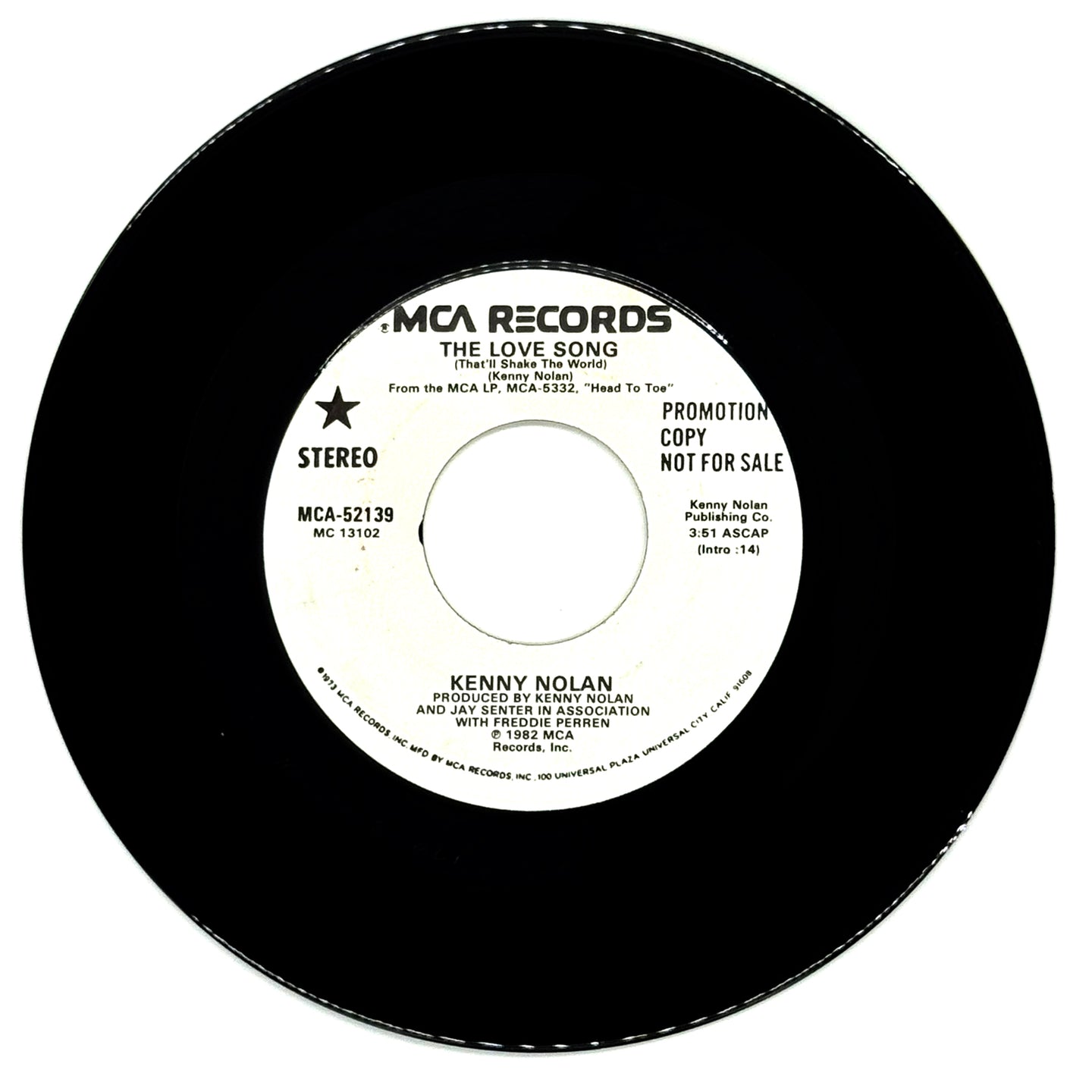 Kenny Nolan : THE LOVE SONG (THAT'LL SHAKE THE WORLD)/ THE LOVE SONG (THAT'LL SHAKE THE WORLD)