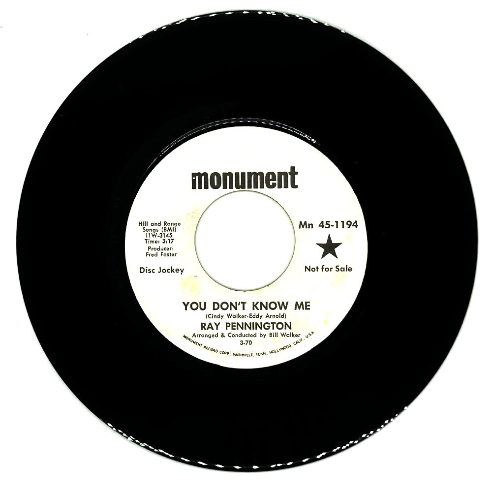 Ray Pennington : YOU DON'T KNOW ME/ COUNTRY BLUES