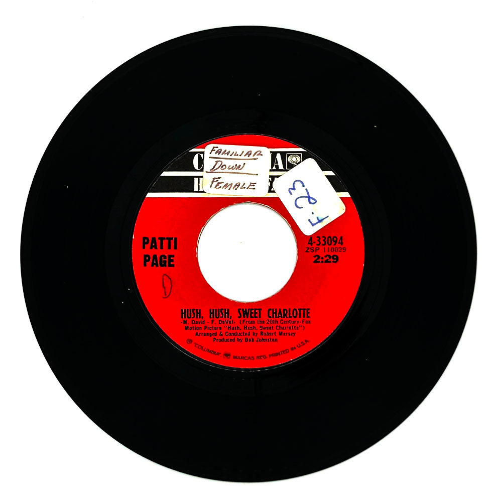 Patti Page : HUSH, HUSH, SWEET CHARLOTTE/ YOU CAN'T BE TRUE, DEAR