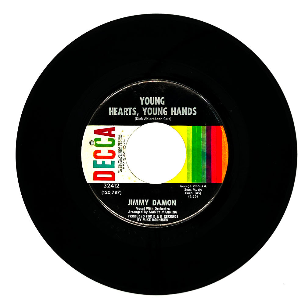 Jimmy Damon : YOUNG HEARTS, YOUNG HANDS/ I'M STILL NOT THRU MISSIN' YOU