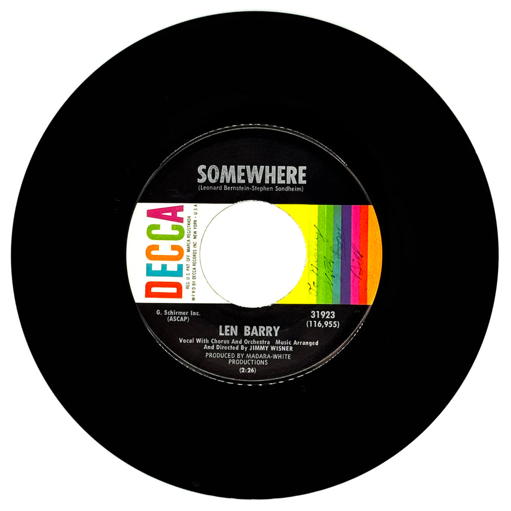 Len Barry : SOMEWHERE/ IT'S A CRYIN' SHAME