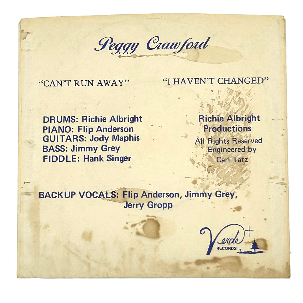 Peggy Crawford : CAN'T RUN AWAY/ I HAVEN'T CHANGED