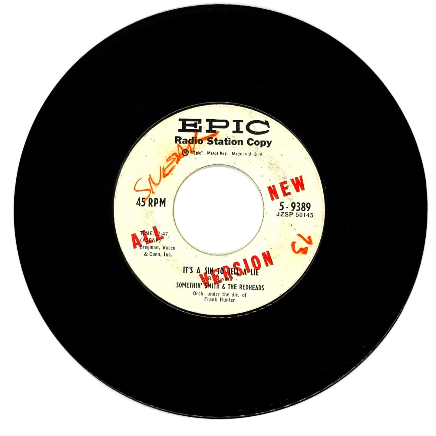 Somethin' Smith & The Redheads : IT'S A SIN TO TELL A LIE/ BALLIN' THE JACK