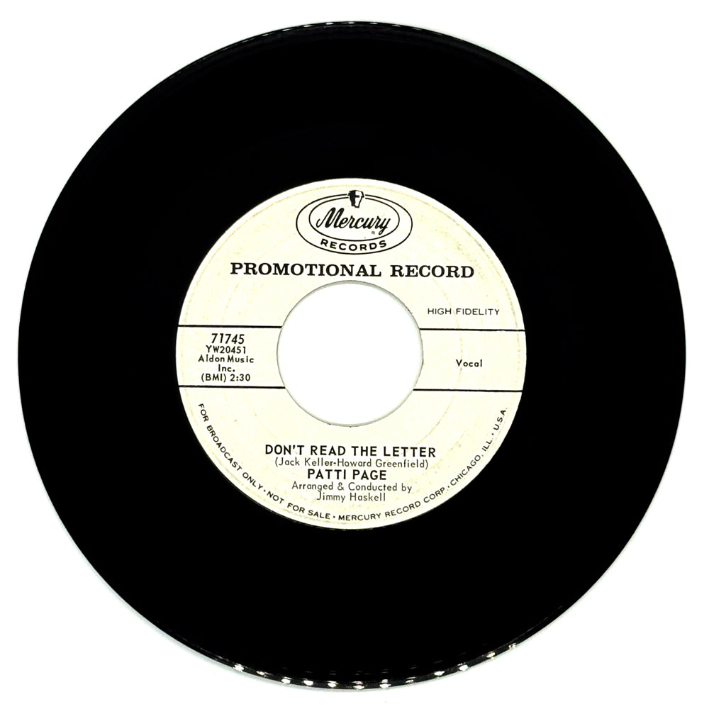 Patti Page : DON'T READ THE LETTER/ THAT'S ALL I NEED TO KNOW