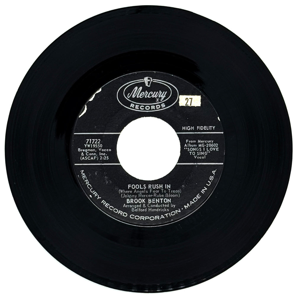 Brook Benton : FOOLS RUSH IN (WHERE ANGELS FEAR TO TREAD)/ SOMEDAY YOU'LL WANT ME TO WANT YOU (Copy)