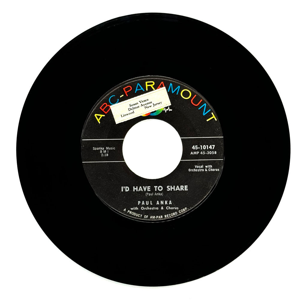 Paul Anka : I'D HAVE TO SHARE/ SUMMER'S GONE