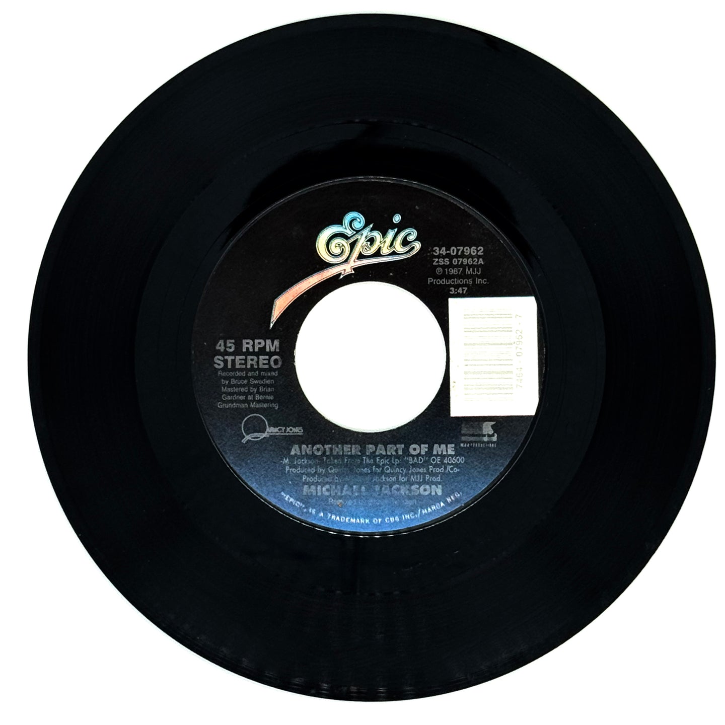 Michael Jackson : ANOTHER PART OF ME/ ANOTHER PART OF ME (INSTRUMENTAL)