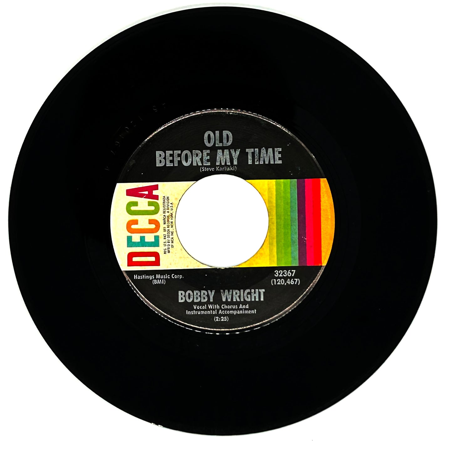 Bobby Wright : OLD BEFORE MY TIME/ SHUTTING OUT THE LIGHT