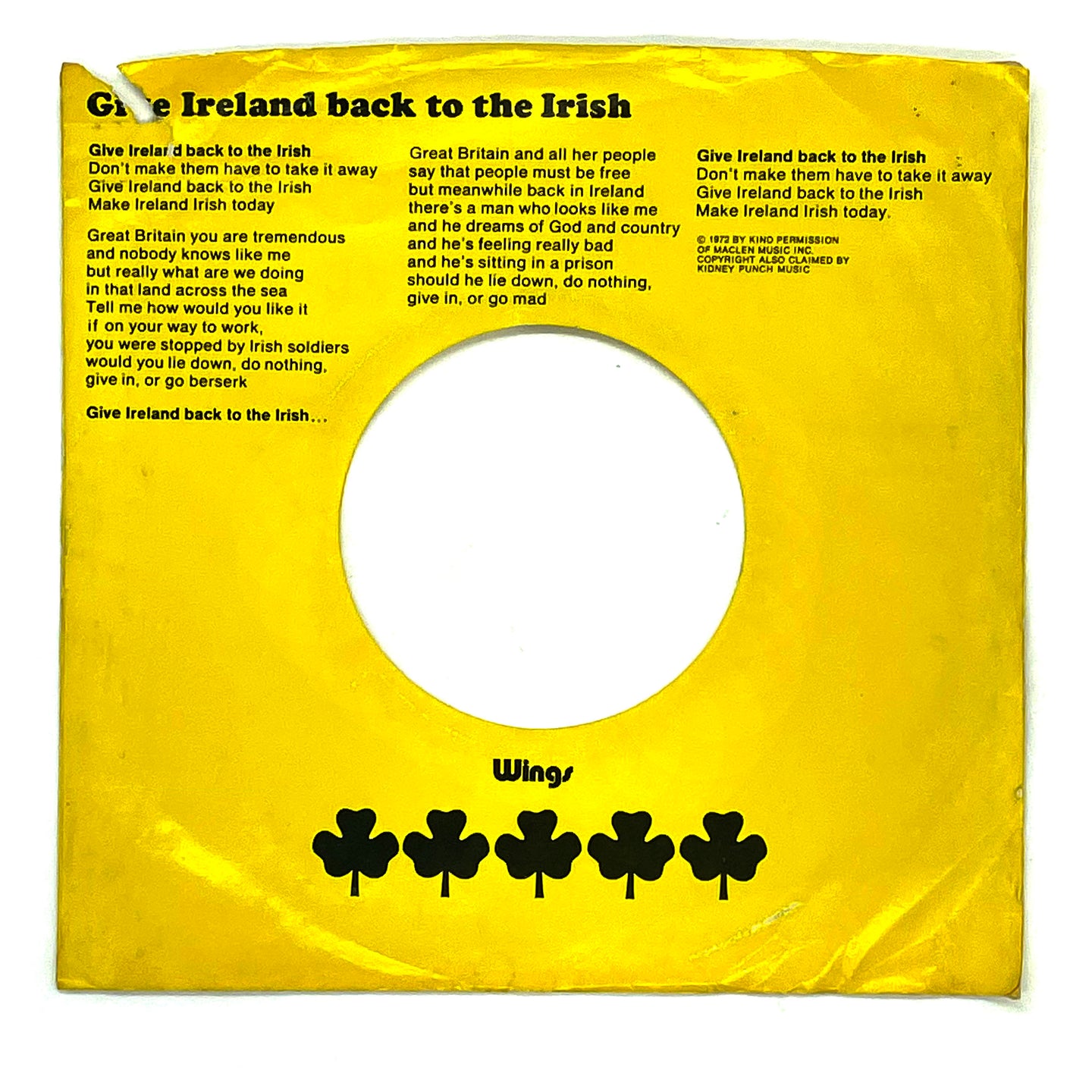 • Wings : GIVE IRELAND BACK TO THE IRISH