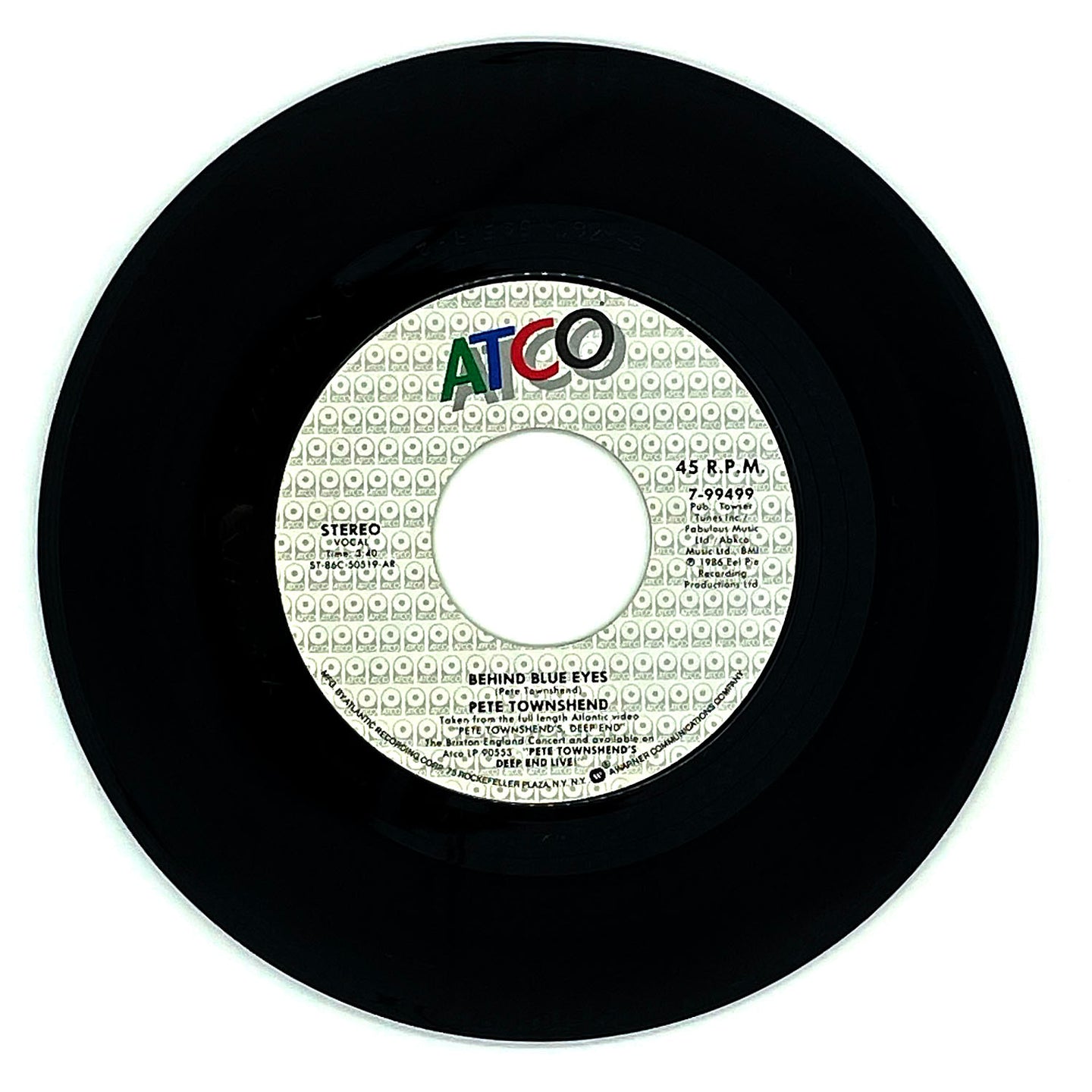 Pete Townshend : BAREFOOTIN'/ BEHIND BLUE EYES