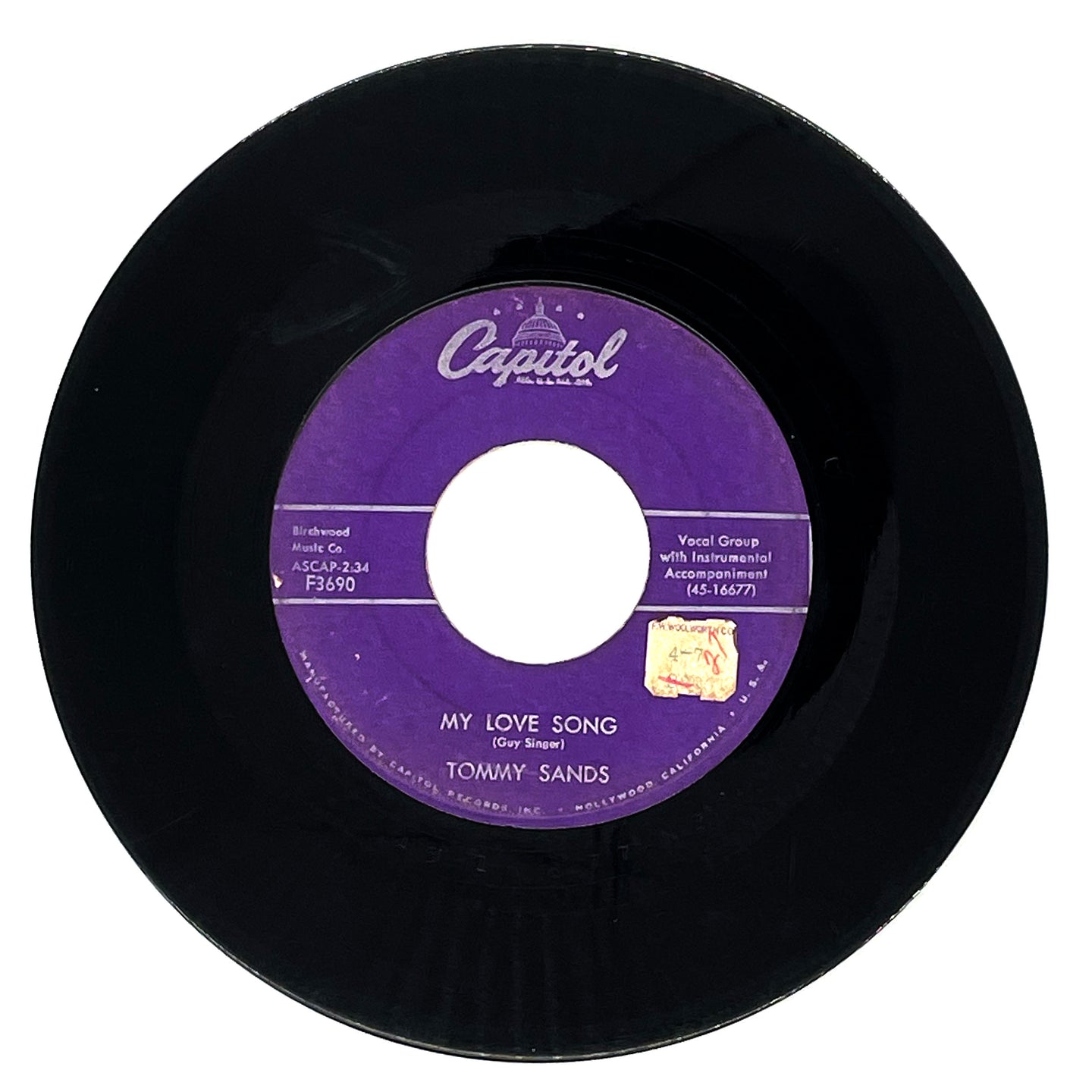 Tommy Sands : MY LOVE SONG/ RING-A-DING-A-DING