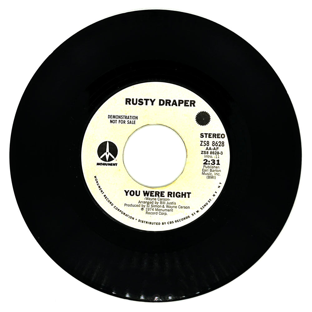 Rusty Draper : YOU WERE RIGHT/ YOU WERE RIGHT