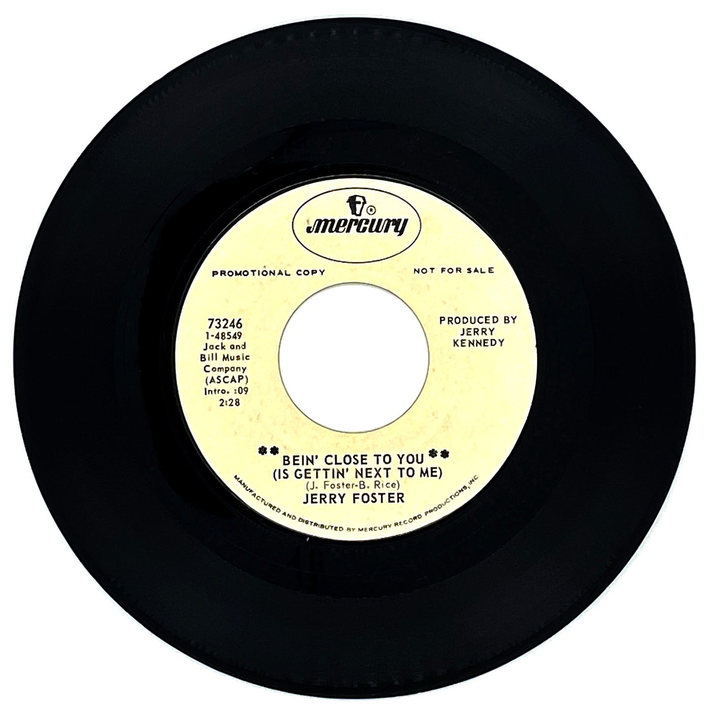 Jerry Foster : BEIN' CLOSE TO YOU (IS GETTIN' NEXT TO ME)/ LONELY SHADES OF BLUE