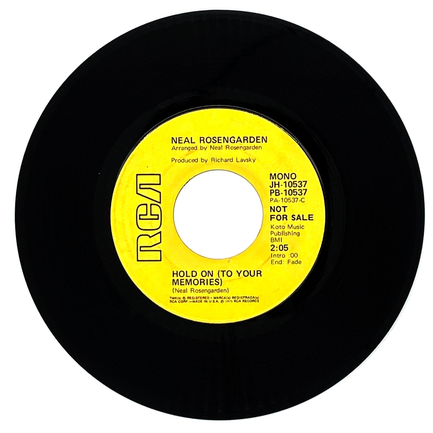 Neal Rosengarden : HOLD ON (TO YOUR MEMORIES)/ HOLD ON (TO YOUR MEMORIES)