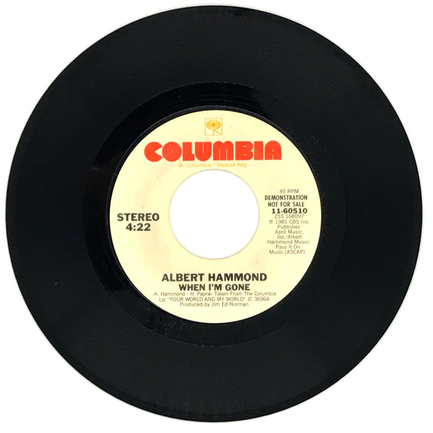 Albert Hammond : WHEN I'M GONE/ WHEN I'M GONE