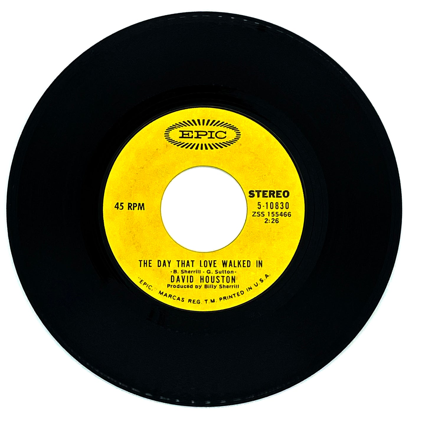 David Houston : THE DAY THAT LOVE WALKED IN/ SWEET LOVIN'