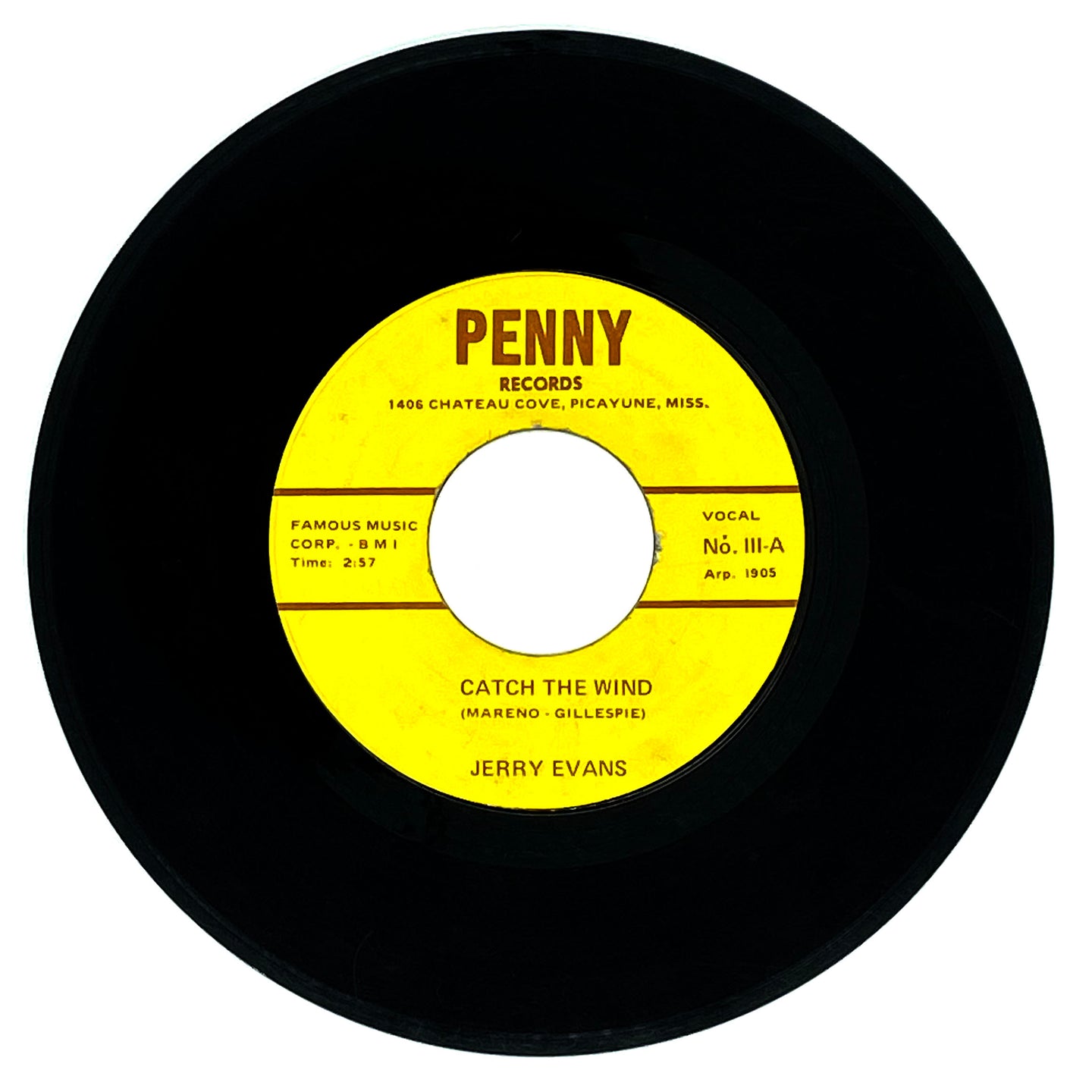 Jerry Evans : CATCH THE WIND/ I'M WALKING THE DOG