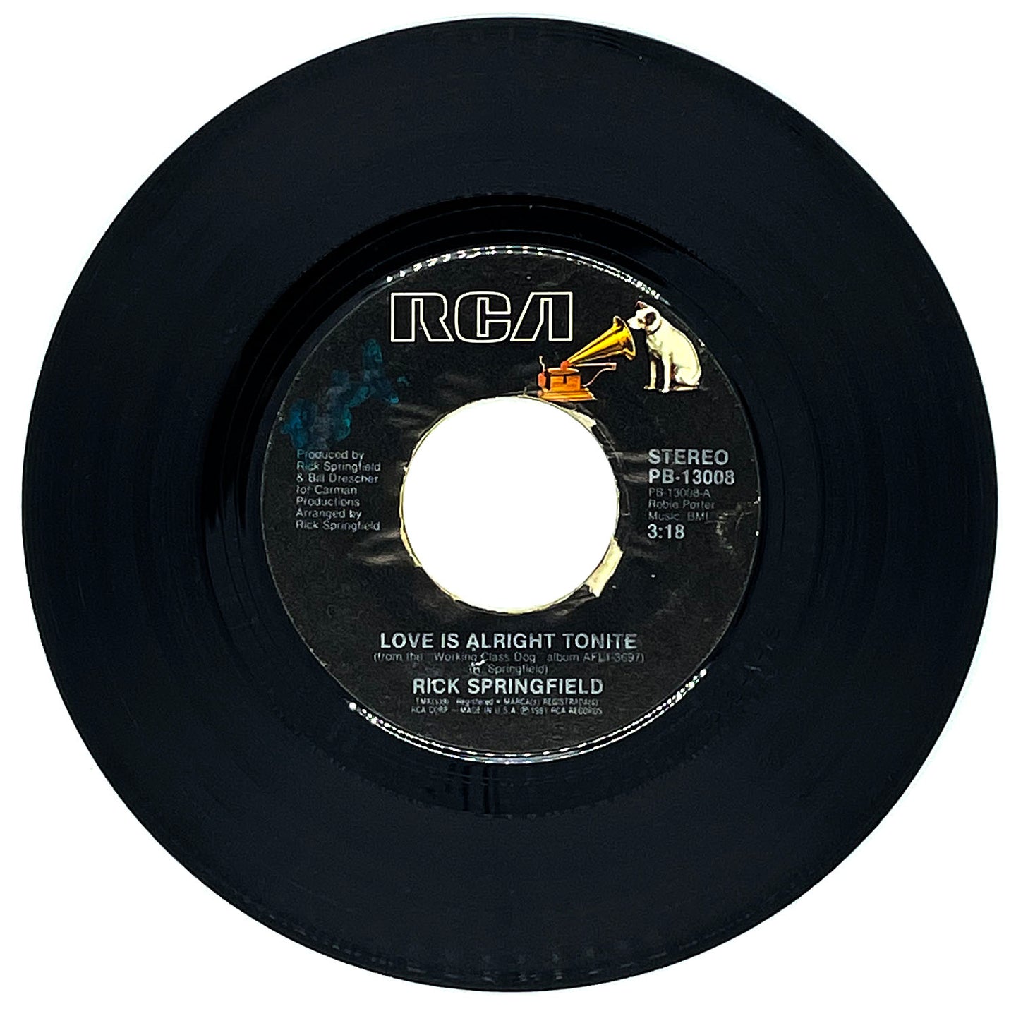 Rick Springfield : LOVE IS ALRIGHT TONITE/ EVERYBODY'S GIRL